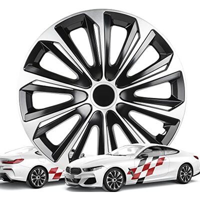 Walser Embelezadores de rodas New Racer, prémio muito bom* conjunto de quatro embelezadores de roda com aspeto de aro de alumínio 15" preto/prata Walser Embelezadores de rodas New Racer, prémio muito bom* conjunto de quatro embelezadores de roda com aspeto de aro de alumínio 15" preto/prata