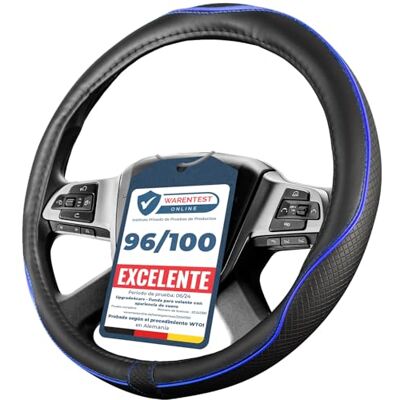 Upgrade4cars Capa volante camião 44-46 cm universal preto azul poliéster Adequado para a maioria dos carros Revestimento de borracha antiderrapante resistente e prático verão e inverno Upgrade4cars Capa volante camião 44-46 cm universal preto azul poliéster Adequado para a maioria dos carros Revestimento de borracha antiderrapante resistente e prático verão e inverno
