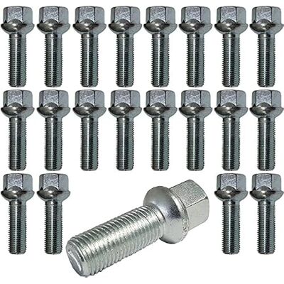 TRACER Parafusos para rodas Mercedes M12 x 1,5 com extremidade de bola 21 mm conjunto de 20 peças galvanizado TRACER Parafusos para rodas Mercedes M12 x 1,5 com extremidade de bola 21 mm conjunto de 20 peças galvanizado
