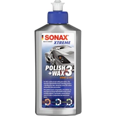 SONAX XTREME Polish+Wax 3 Hybrid NPT (250 ml) pulimento y cera para pinturas mate, desgastadas y no cuidadas N.° -544 SONAX XTREME Polish+Wax 3 Hybrid NPT (250 ml) pulimento y cera para pinturas mate, desgastadas y no cuidadas N.° -544