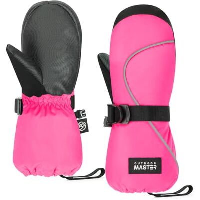OutdoorMaster Luvas de esqui para crianças, luvas de neve térmicas impermeáveis para meninos e meninas, esqui, snowboard, desportos de inverno, Rosa OutdoorMaster Luvas de esqui para crianças, luvas de neve térmicas impermeáveis para meninos e meninas, esqui, snowboard, desportos de inverno, Rosa