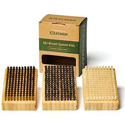 XCMAN Nordic Ski Snowboard Escova encerada com madeira de faia natural, kit de escovas enceradas para esqui e snowboard XCMAN Nordic Ski Snowboard Escova encerada com madeira de faia natural, kit de escovas enceradas para esqui e snowboard