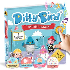 DITTY BIRD When I Grow Up Songs – Livro de som interativo com 6 músicas para descobrir os ofícios, livro musical bilíngue para aprender inglês, brinquedo educativo para bebés desde 1 ano DITTY BIRD When I Grow Up Songs – Livro de som interativo com 6 músicas para descobrir os ofícios, livro musical bilíngue para aprender inglês, brinquedo educativo para bebés desde 1 ano