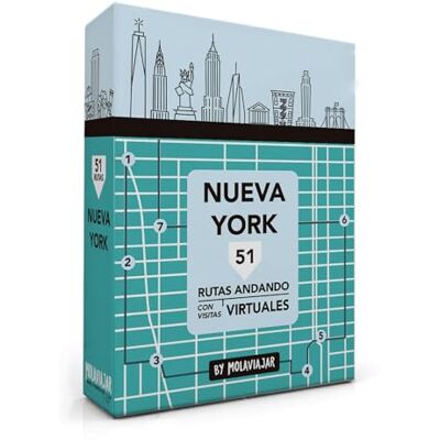 Molaviajar Nova York 51 rotas a pé com visitas virtuais, 51 cartões com sua rota, mapa e vídeo exclusivo. Tamanho 13 x 9 x 3,5 cm Molaviajar Nova York 51 rotas a pé com visitas virtuais, 51 cartões com sua rota, mapa e vídeo exclusivo. Tamanho 13 x 9 x 3,5 cm