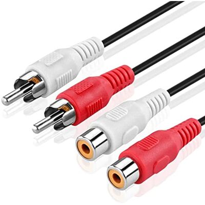 CABLEPELADO Cabo de áudio 2X macho 2X feminino cabo extensão de áudio, extensor, estéreo, 5 metros CABLEPELADO Cabo de áudio 2X macho 2X feminino cabo extensão de áudio, extensor, estéreo, 5 metros