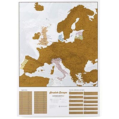 Maps International Scratch Europe Mapa da Europa para riscar, cor Europe Scratch Print em Maps International Scratch Europe Mapa da Europa para riscar, cor Europe Scratch Print em