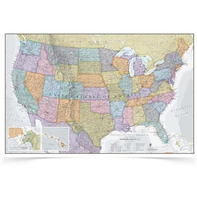 Maps International USA Map Classic Laminado de folha frontal, 91,4 (largura) x 61 cm (altura) Maps International USA Map Classic Laminado de folha frontal, 91,4 (largura) x 61 cm (altura)