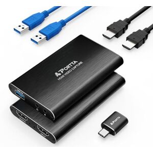 PORTTA Placa de captura de vídeo HDMI, transmite e grava em 1080P60 com latência ultra-baixa, entrada HDMI 4K, saída USB 3.0 para PC, compatível com câmara de vídeo/PS4/PS5/Xbox/Nintendo Switch/OBS PORTTA Placa de captura de vídeo HDMI, transmite e grava em 1080P60 com latência ultra-baixa, entrada HDMI 4K, saída USB 3.0 para PC, compatível com câmara de vídeo/PS4/PS5/Xbox/Nintendo Switch/OBS