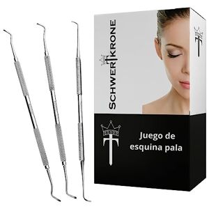 Schwertkrone Conjunto de pá de canto/3 peças escavador de sonda dupla/Ange fecho ffenen extremidades/esterilizáveis – qualidade profissional/aço inoxidável Schwertkrone Conjunto de pá de canto/3 peças escavador de sonda dupla/Ange fecho ffenen extremidades/esterilizáveis – qualidade profissional/aço inoxidável