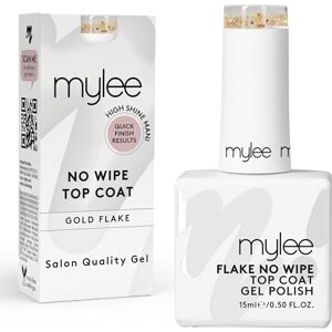 mylee Esmalte protetor sem limpeza com partículas douradas para verniz de unhas gel UV LED de 15 ml, acabamento duradouro, rápido e fácil, unhas naturais, extensões, pontas, manicure e pedicure mylee Esmalte protetor sem limpeza com partículas douradas para verniz de unhas gel UV LED de 15 ml, acabamento duradouro, rápido e fácil, unhas naturais, extensões, pontas, manicure e pedicure