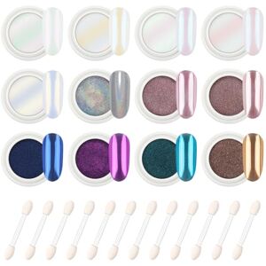 AIMEILI Pearl Kit de manicure em pó para unhas, 12 cores, cromado, efeito espelho, holográfico, efeito espelho, pigmento iridescente, purpurina AIMEILI Pearl Kit de manicure em pó para unhas, 12 cores, cromado, efeito espelho, holográfico, efeito espelho, pigmento iridescente, purpurina