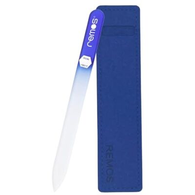 remos professional body care REMOS Lima de unhas de vidro temperado autêntico com superfície de lixamento de dupla face azul escuro remos professional body care REMOS Lima de unhas de vidro temperado autêntico com superfície de lixamento de dupla face azul escuro