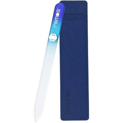 remos professional body care REMOS Lima de unhas de vidro temperado autêntico com superfície de lixamento de dupla face azul remos professional body care REMOS Lima de unhas de vidro temperado autêntico com superfície de lixamento de dupla face azul