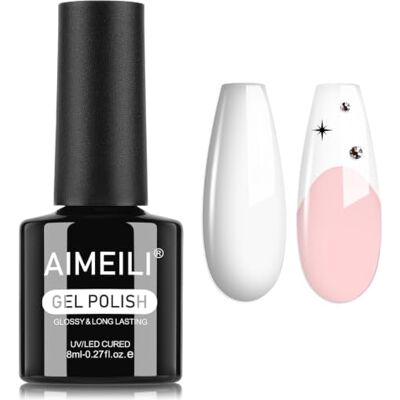 AIMEILI Esmalte semipermanente gel UV para unhas, cor francês branco 8 ml, remoção fácil UV/LED Soak Off francês branco para manicure Nail Art Salon Home DIY, 997 AIMEILI Esmalte semipermanente gel UV para unhas, cor francês branco 8 ml, remoção fácil UV/LED Soak Off francês branco para manicure Nail Art Salon Home DIY, 997