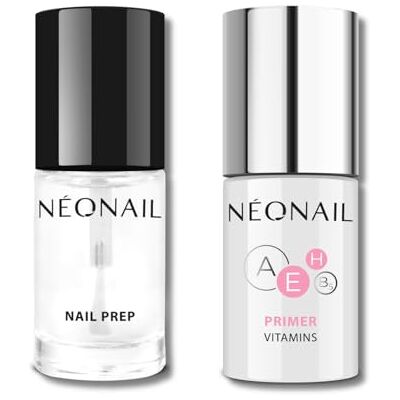 NÉONAIL Conjunto de Preparação de Unhas – Nail Prep 7,2 ml e Nail Primer Vitamins 7,2 ml – Máxima Adesão e Fortalecimento das Unhas NÉONAIL Conjunto de Preparação de Unhas – Nail Prep 7,2 ml e Nail Primer Vitamins 7,2 ml – Máxima Adesão e Fortalecimento das Unhas