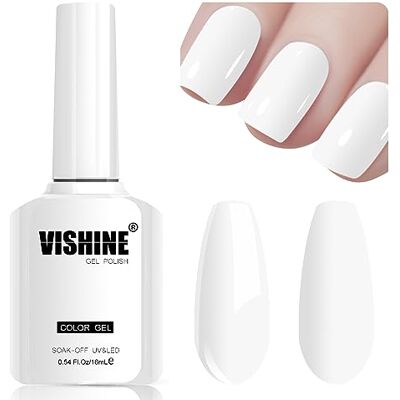 Vishine Esmalte de unhas semipermanente soak off, em gel, para secar com lâmpada UV ou LED, cor branca (1323) Vishine Esmalte de unhas semipermanente soak off, em gel, para secar com lâmpada UV ou LED, cor branca (1323)