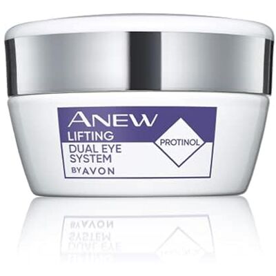AVON Anew Platinum Lift & Tighten Dual Eye System de 20 ml, com tecnologia Protinol™ e cafeína para ajudar a esticar e hidratar a pele, reduz as linhas finas e a flacidez, sem crueldade animal AVON Anew Platinum Lift & Tighten Dual Eye System de 20 ml, com tecnologia Protinol™ e cafeína para ajudar a esticar e hidratar a pele, reduz as linhas finas e a flacidez, sem crueldade animal