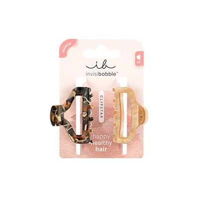 Invisibobble CLIPSTAR Golden Roar Conjunto de 2 pinças médias com design de estampa de leopardo, elegantes e seguras Perfeitas para todos os tipos de penteados, cabelo saudável Invisibobble CLIPSTAR Golden Roar Conjunto de 2 pinças médias com design de estampa de leopardo, elegantes e seguras Perfeitas para todos os tipos de penteados, cabelo saudável