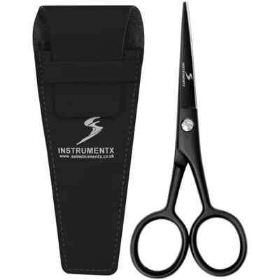 SS INSTRUMENTX Tesouras de barba para homens, tesouras de cabeleireiro profissionais para barbearia, tesouras de aço inoxidável para aparar barba e bigode, sobrancelhas, pestanas e pelos das orelhas SS INSTRUMENTX Tesouras de barba para homens, tesouras de cabeleireiro profissionais para barbearia, tesouras de aço inoxidável para aparar barba e bigode, sobrancelhas, pestanas e pelos das orelhas