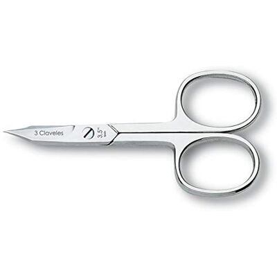 3 Claveles Tesoura de unhas e utículas, curva para remover peles obrantes, unhas de níquel, 9 cm, embalagem de 1 3 Claveles Tesoura de unhas e utículas, curva para remover peles obrantes, unhas de níquel, 9 cm, embalagem de 1