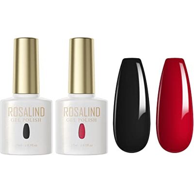 ROSALIND vernizes gelinho para unhas, vermelho preto, corta-unhas semipermanentes, 15 ml, kit manicure semipermanente, unhas de gel UV LED esmalte unhas dos namorados 2 peças ROSALIND vernizes gelinho para unhas, vermelho preto, corta-unhas semipermanentes, 15 ml, kit manicure semipermanente, unhas de gel UV LED esmalte unhas dos namorados 2 peças
