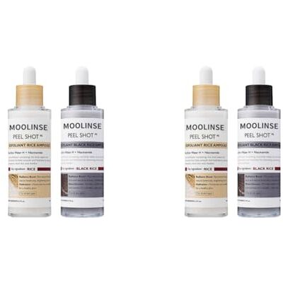 Generic Conjunto completo de ampolas esfoliantes de arroz branco e preto com niacinamida e ácido hialurónico para o rosto e o corpo Generic Conjunto completo de ampolas esfoliantes de arroz branco e preto com niacinamida e ácido hialurónico para o rosto e o corpo
