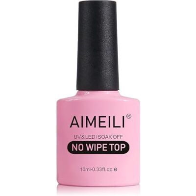 AIMEILI No Wipe Top Coat Semipermanente, Capa Superior, Esmalte Semipermanente de Unhas UV LED Soak Off, Gel para Unhas, 10ml AIMEILI No Wipe Top Coat Semipermanente, Capa Superior, Esmalte Semipermanente de Unhas UV LED Soak Off, Gel para Unhas, 10ml