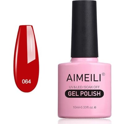 AIMEILI Vernizes semipermanentes para unhas em gel UV LED, vernizes de unhas, pintar unhas permanente gel de unhas semi permanente Soak Off vermelho, Pillar Box Red (064) 10 ml AIMEILI Vernizes semipermanentes para unhas em gel UV LED, vernizes de unhas, pintar unhas permanente gel de unhas semi permanente Soak Off vermelho, Pillar Box Red (064) 10 ml