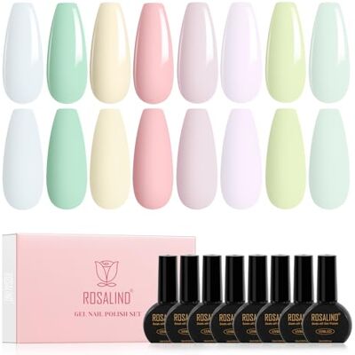 ROSALIND Vernizes semipermanentes, macarão, 8 cores, 10 ml, pastel verde amarelo, rosa roxo, pintar unhas semipermanentes, primavera verão, UV LED verniz de unhas Nail Art presente Manicure ROSALIND Vernizes semipermanentes, macarão, 8 cores, 10 ml, pastel verde amarelo, rosa roxo, pintar unhas semipermanentes, primavera verão, UV LED verniz de unhas Nail Art presente Manicure