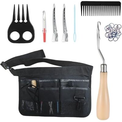 Journdream Conjunto de trabalhos manuais para trançar cavalos com cinto removível, inclui gancho para tapetes, escova, cortador de fios, pente para rato, ganchos para o cabelo e faixas elásticas para cavalos Journdream Conjunto de trabalhos manuais para trançar cavalos com cinto removível, inclui gancho para tapetes, escova, cortador de fios, pente para rato, ganchos para o cabelo e faixas elásticas para cavalos