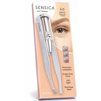 Sensica Pinças de depilar com luz LED Pinças Profissionais de Aço Inoxidável para Sobrancelhas Profissionais para Precisão e Controle, Ideal para Mulheres Sensica Pinças de depilar com luz LED Pinças Profissionais de Aço Inoxidável para Sobrancelhas Profissionais para Precisão e Controle, Ideal para Mulheres