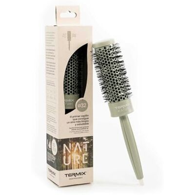 Termix Nature Ø32 Escova profissional purificador de ar para cabelos compridos e volumosos, Tecnologia PURE.TECH Escova térmica de cerâmica com fibras ionizadas, cabo ergonómico e leve Termix Nature Ø32 Escova profissional purificador de ar para cabelos compridos e volumosos, Tecnologia PURE.TECH Escova térmica de cerâmica com fibras ionizadas, cabo ergonómico e leve