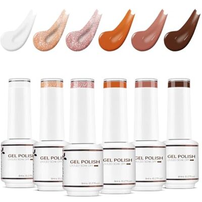 Nicedeco Vernizes semipermanentes para unhas, sem crueldade, UV/LED, Soak-Off, cores vibrantes e duradouras, vegan, 6 x 8 ml, conjunto 16 Nicedeco Vernizes semipermanentes para unhas, sem crueldade, UV/LED, Soak-Off, cores vibrantes e duradouras, vegan, 6 x 8 ml, conjunto 16