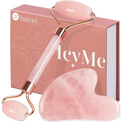BAIMEI Gua Sha & Rolo de Jade, quartzo rosa GuaSha, massageador facial, presentes para mulheres, relaxamento dos músculos do corpo, melhora das bolsas nos olhos Skincare Kit, Masaje de la Línea de la Mandíbula,Aliviar la Hinchazón, Regalos Para el Cuida BAIMEI Gua Sha & Rolo de Jade, quartzo rosa GuaSha, massageador facial, presentes para mulheres, relaxamento dos músculos do corpo, melhora das bolsas nos olhos Skincare Kit, Masaje de la Línea de la Mandíbula,Aliviar la Hinchazón, Regalos Para el Cuida