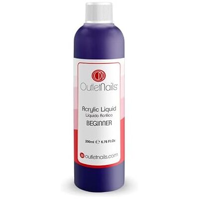ON OUTLET NAILS Liquido acrílico de 200 ml ideal para principiantes, monómero para unhas acrílicas, de secagem lenta/média ON OUTLET NAILS Liquido acrílico de 200 ml ideal para principiantes, monómero para unhas acrílicas, de secagem lenta/média