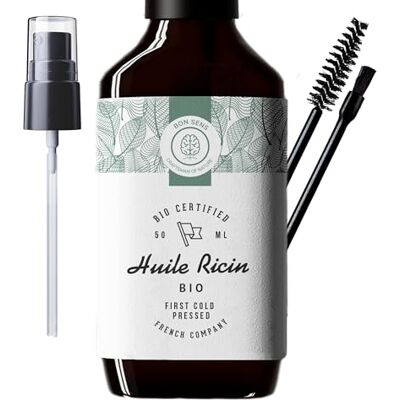 Beau Cliché Óleo de rícino orgânico, prensado a frio, puro, estimula e fortalece o crescimento do cabelo, barba, pestanas, sobrancelhas, cutículas e pele, frasco de vidro, pincel e escova Beau Cliché Óleo de rícino orgânico, prensado a frio, puro, estimula e fortalece o crescimento do cabelo, barba, pestanas, sobrancelhas, cutículas e pele, frasco de vidro, pincel e escova