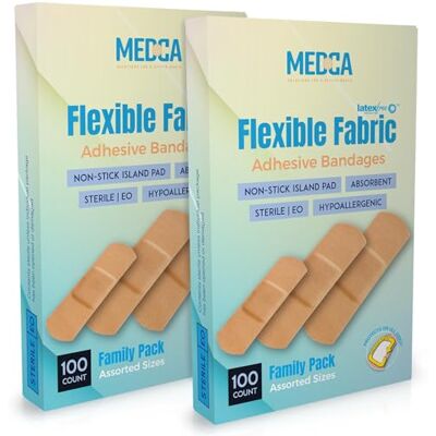 MEDca Faixas adesivas de tecido flexível para proteção confortável grande e flexível e cuidado de feridas de cortes menores, arranhões e feridas, tamanhos variados MEDca Faixas adesivas de tecido flexível para proteção confortável grande e flexível e cuidado de feridas de cortes menores, arranhões e feridas, tamanhos variados