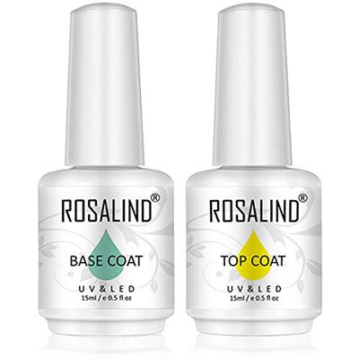 ROSALIND 2 UNIDADES verniz de unhas gel UV LED com camada superior e camada base Soak Off Base Coat e Top Coat 15 ml Base e Top Coat Semipermanente ROSALIND 2 UNIDADES verniz de unhas gel UV LED com camada superior e camada base Soak Off Base Coat e Top Coat 15 ml Base e Top Coat Semipermanente