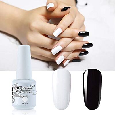 Vishine Conjunto de 2 cores preto e branco verniz de unhas gel semi permanente Soak Off UV LED gel Nail Polish Nail Art manicure 8 ml Vishine Conjunto de 2 cores preto e branco verniz de unhas gel semi permanente Soak Off UV LED gel Nail Polish Nail Art manicure 8 ml