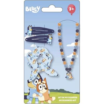 CERDÁ LIFE'S LITTLE MOMENTS Conjunto de beleza infantil de Bluey cor azul e rosa conjunto completo inclui carteira com laço, colar e 2 pinças de cabelo produto original desenhado em Espanha CERDÁ LIFE'S LITTLE MOMENTS Conjunto de beleza infantil de Bluey cor azul e rosa conjunto completo inclui carteira com laço, colar e 2 pinças de cabelo produto original desenhado em Espanha