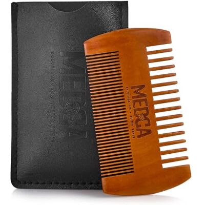 MEDca Pente de madeira para barba com estojo de couro Pentes artesanais de madeira de faia maciça para barba, bigode e cabelo da cabeça para homens. MEDca Pente de madeira para barba com estojo de couro Pentes artesanais de madeira de faia maciça para barba, bigode e cabelo da cabeça para homens.