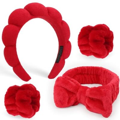 DRESHOW Diadema Spa para Lavar o Rosto Conjunto de Pulseiras Esponja de Toalha de Rizo Suave Diadema Antiderrapante para Cuidados com a Pele e Maquiagem para Mulheres e Meninas 4 Peças, 4 unidades DRESHOW Diadema Spa para Lavar o Rosto Conjunto de Pulseiras Esponja de Toalha de Rizo Suave Diadema Antiderrapante para Cuidados com a Pele e Maquiagem para Mulheres e Meninas 4 Peças, 4 unidades