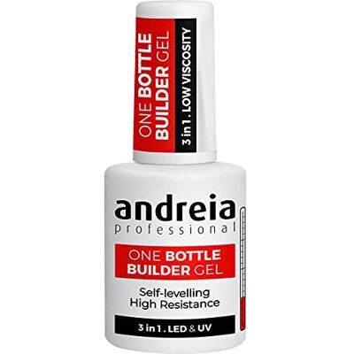 Andreia Construtor de gel profissional para unhas, triphásico 3 em 1, de baixa viscosidade, gel construtor LED e UV em garrafa, extensão auto-niveladora de alta resistência, cor branca suave 14 ml Andreia Construtor de gel profissional para unhas, triphásico 3 em 1, de baixa viscosidade, gel construtor LED e UV em garrafa, extensão auto-niveladora de alta resistência, cor branca suave 14 ml