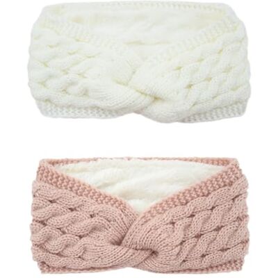 DRESHOW Diadema de Malha Quente para Mulher Aquecedor de Orelhas de Inverno Diademas de Crochet Bandas Grossas para o Cabelo de Lã, 1 unidade (embalagem de 2) DRESHOW Diadema de Malha Quente para Mulher Aquecedor de Orelhas de Inverno Diademas de Crochet Bandas Grossas para o Cabelo de Lã, 1 unidade (embalagem de 2)
