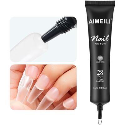 AIMEILI Cola de Gel Sólida para Unhas Ultra-forte, Adesivo Transparente em Tubo, Nail Bond Cola de Gel para Unhas Acrílicas, Pontas de Unhas e Unhas de Pressão 15ml AIMEILI Cola de Gel Sólida para Unhas Ultra-forte, Adesivo Transparente em Tubo, Nail Bond Cola de Gel para Unhas Acrílicas, Pontas de Unhas e Unhas de Pressão 15ml