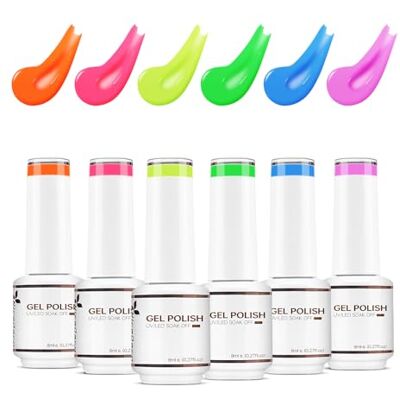 Nicedeco Vernizes semipermanentes para unhas, sem crueldade, UV/LED, Soak-Off, cores vibrantes e duradouras, vegan 6 x 8 ml, conjunto 3 Nicedeco Vernizes semipermanentes para unhas, sem crueldade, UV/LED, Soak-Off, cores vibrantes e duradouras, vegan 6 x 8 ml, conjunto 3