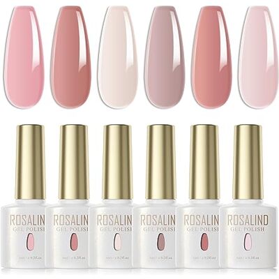 ROSALIND Vernizes Semipermanentes para Unhas Jelly Rosa Rosa Claro Cor de Aveia 6 Cores Gel Translúcido Clássico Kit Vernizes Semipermanentes Unhas de Gel UV LED ROSALIND Vernizes Semipermanentes para Unhas Jelly Rosa Rosa Claro Cor de Aveia 6 Cores Gel Translúcido Clássico Kit Vernizes Semipermanentes Unhas de Gel UV LED
