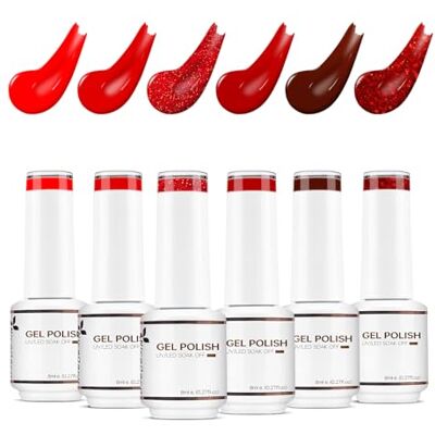 Nicedeco Vernizes semipermanentes para unhas sem HEMA sem crueldade UV/LED Soak-Off cores vibrantes e duradouras vegan 6 x 8 ml set 19 Nicedeco Vernizes semipermanentes para unhas sem HEMA sem crueldade UV/LED Soak-Off cores vibrantes e duradouras vegan 6 x 8 ml set 19