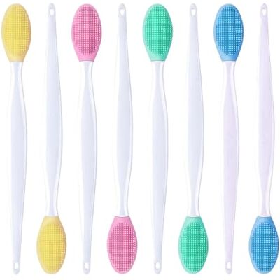 Lmyzcbzl Escova de esfoliação de silicone de dupla face, 8 peças pincel de lábios suave de dupla face, escova para limpar o nariz, escovas para pontos pretos Lmyzcbzl Escova de esfoliação de silicone de dupla face, 8 peças pincel de lábios suave de dupla face, escova para limpar o nariz, escovas para pontos pretos