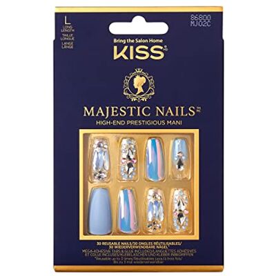 Kiss Majestic My Jewelry Conjunto de manicure de alta qualidade de cafetão de longa duração, inclui adesivo para unhas, almofadas adesivas, minilima, almofada de preparação e 30 unhas postiças Kiss Majestic My Jewelry Conjunto de manicure de alta qualidade de cafetão de longa duração, inclui adesivo para unhas, almofadas adesivas, minilima, almofada de preparação e 30 unhas postiças